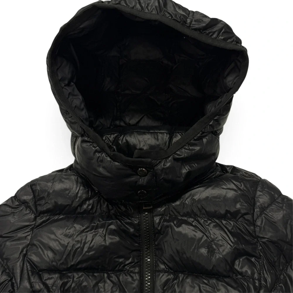 Polo Ralph Lauren Kids Black Down Quilted Puffer Jacket Hooded Size 6